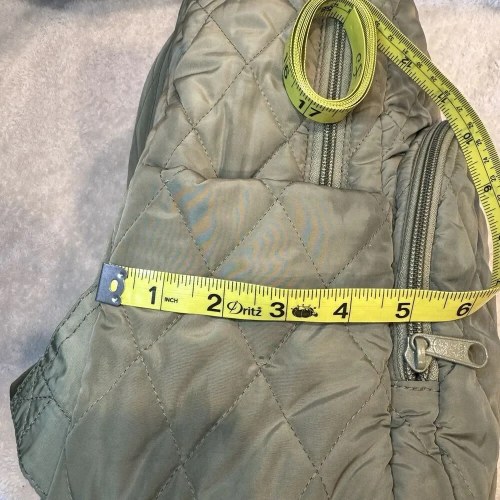 Vera Bradley quilted back pack olive leaf green with matching wallet lighten up